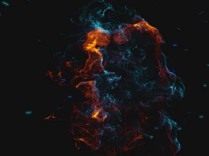 création animation logo vidéo entreprise style particules cosmiques nébuleuses