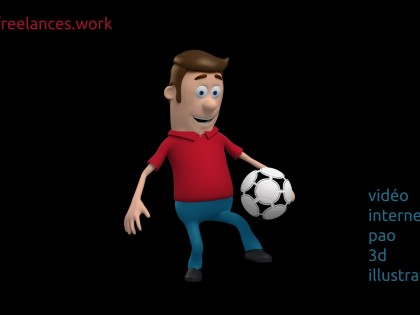 création vidéo entreprise style personnage 3d animation motion design jouer au football